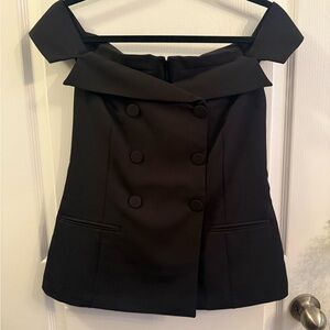 NWT Express Off-Shoulder Double-Breasted Top